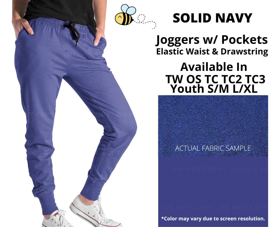 Preorder! Closes 1/28. ETA April. Solid Navy Joggers