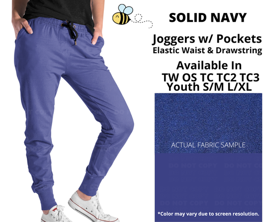 Preorder! Closes 1/28. ETA April. Solid Navy Joggers
