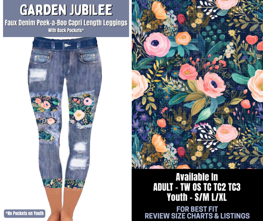 Preorder! Closes 1/8. ETA March. Garden Jubilee Capri Faux Denim Peekaboo