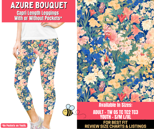 Preorder! Closes 1/28. ETA April. Azure Bouquet Capri Length Leggings w/wo Pockets