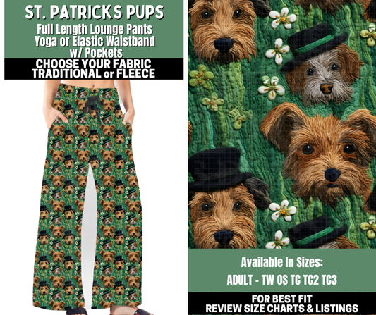 Preorder! Closes 12/4. ETA Feb. St. Patrick's Pups Lounge Pants Choose Fleece or Traditional