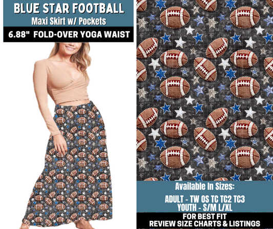 Preorder! Closes 10/13. ETA Jan. Blue Star Football Maxi Skirt