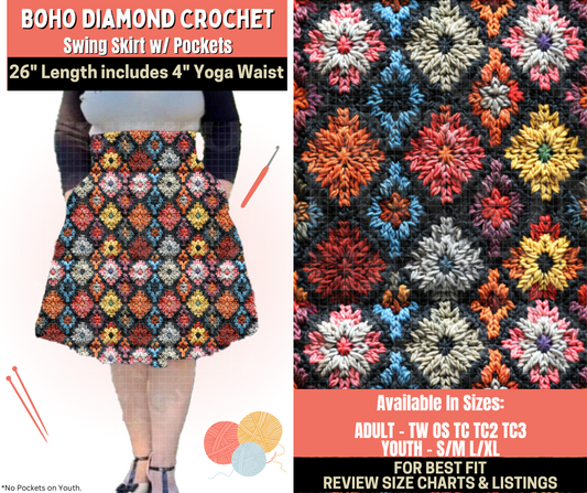 Preorder! Closes 10/1. ETA Dec. Boho Diamond Crochet Swing Skirt