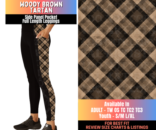Preorder! Closes 10/15. ETA Jan. Woody Brown Tartan Side Panel Pocket Full Length Leggings