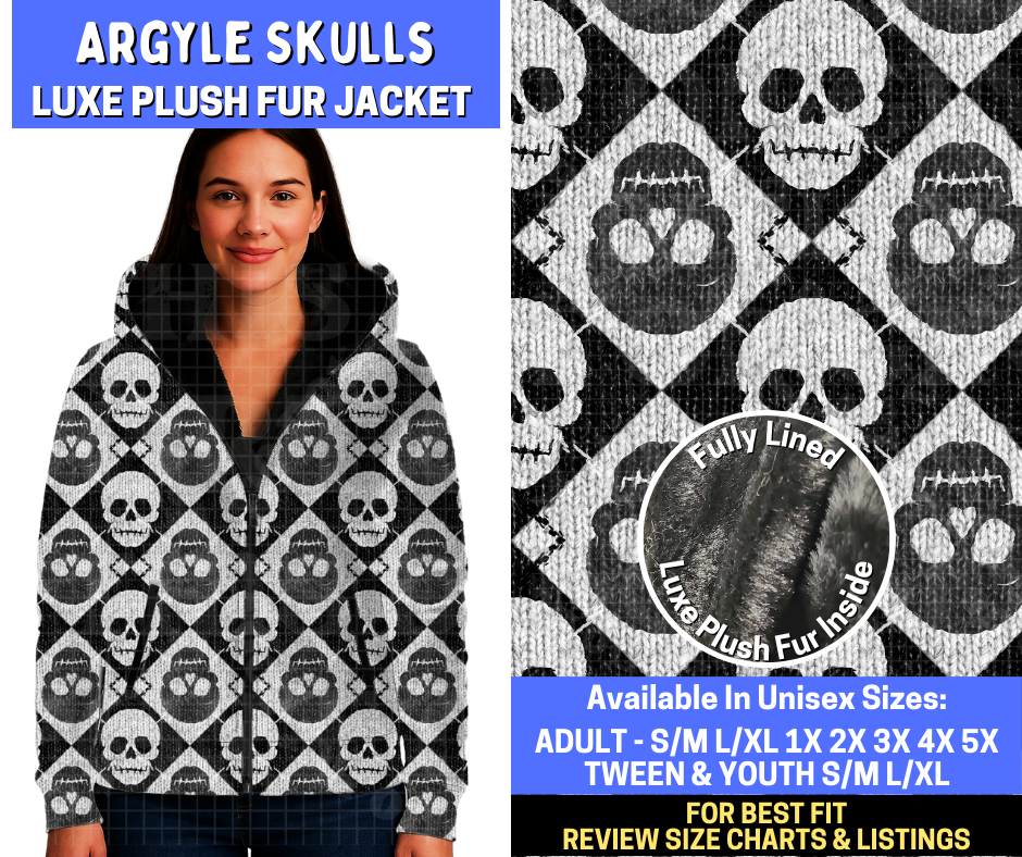 Preorder! Closes 10/20. ETA Jan. Argyle Skulls Luxe Fur Jacket
