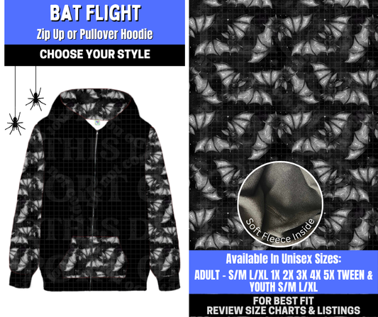 Preorder! Closes 1/26. ETA April. Bat Flight Zip-Up or Pullover Hoodie
