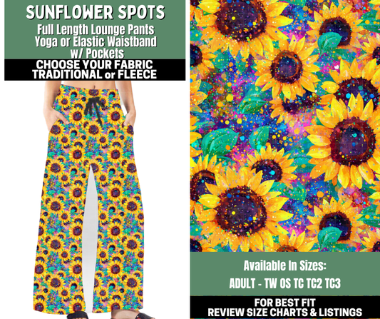 Preorder! Closes 12/4. ETA Feb. Sunflower Spots Lounge Pants Choose Fleece or Traditional