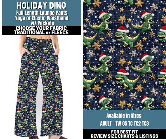 Preorder! Closes 10/13. ETA Jan. Holiday Dino Lounge Pants Choose Fleece or Traditional