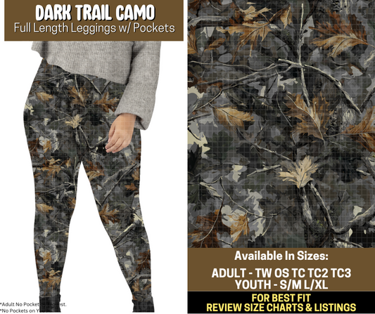 Preorder! Closes 9/12. ETA Dec. Dark Trail Camo Full Length Leggings w/wo Pockets