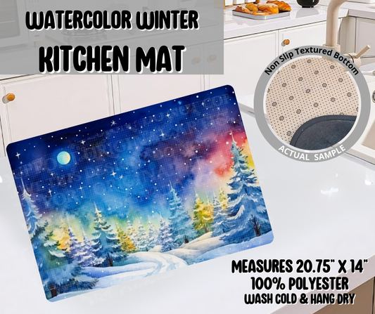 Preorder! Closes 9/10. ETA Dec. Watercolor Winter Kitchen Mat