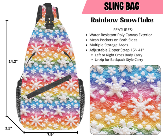 Preorder! Closes 9/17. ETA Dec. Rainbow Snowflake Sling Bag
