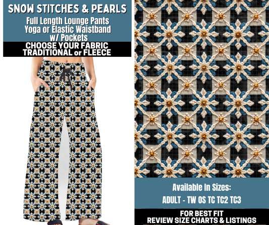 Preorder! Closes 10/13. ETA Jan. Snow Stitches & Pearls Lounge Pants Choose Fleece or Traditional