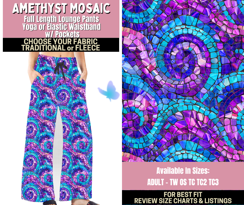Preorder! Closes 9/25. ETA Dec. Amethyst Mosaic Lounge Pants Choose Fleece or Traditional