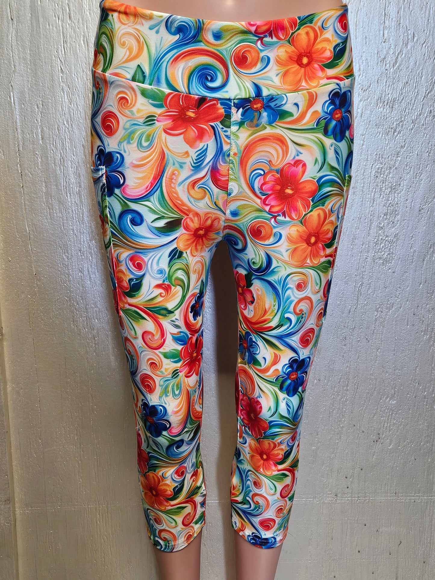 Cinco Flower 9 capris with pockets