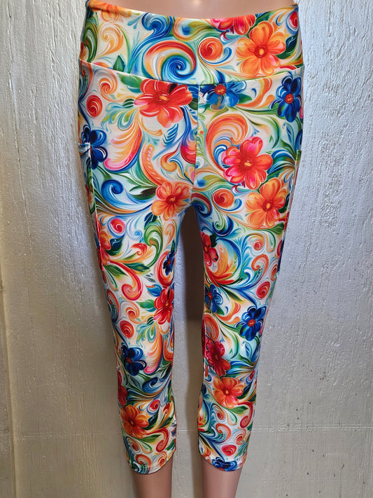 Cinco Flower 9 capris with pockets