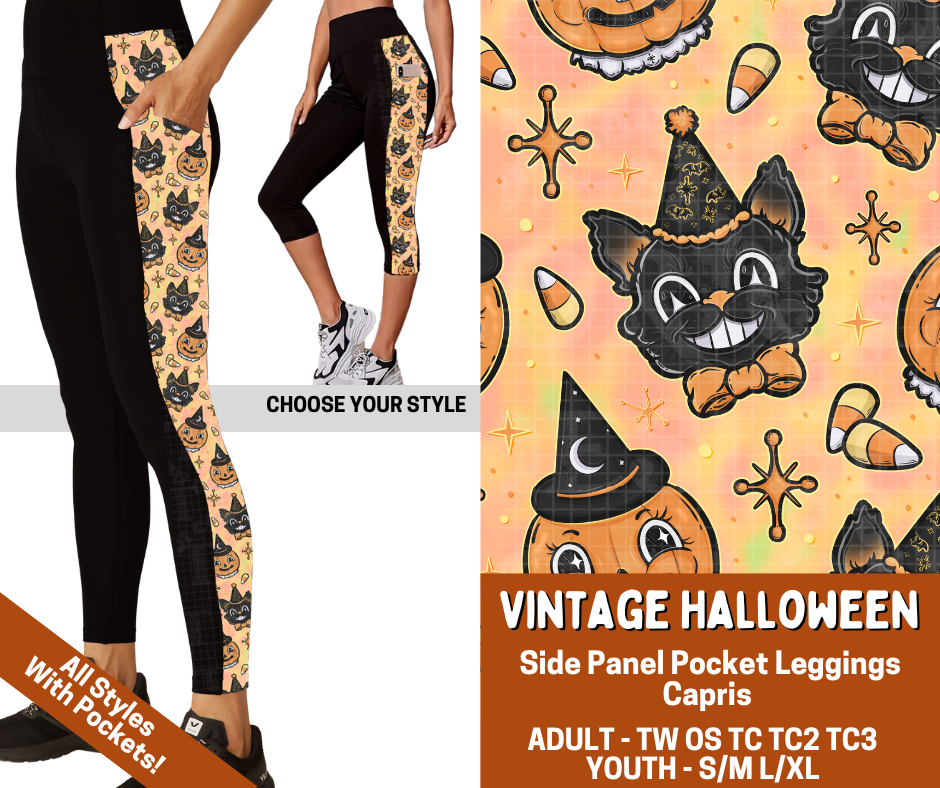 Preorder! Closes 7/13. ETA Oct. Vintage Halloween Combo Side Panel Legging Lengths