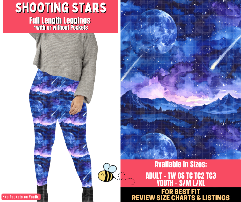 Preorder! Closes 1/28. ETA April. Shooting Stars Full Length Leggings w/wo Pockets
