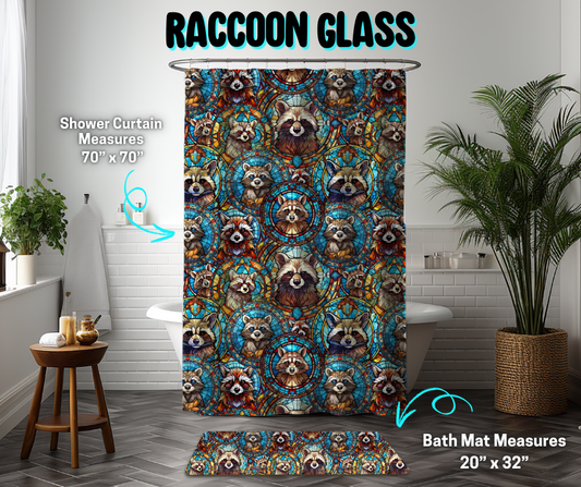 Preorder! Closes 3/26. ETA June. Raccoon Glass Custom Shower Curtain and/or Bath Mat