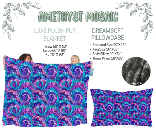 Preorder! Closes 10/9. ETA Dec. Amethyst Mosaic Luxe Plush Fur Blanket and/or DreamSoft Pillowcase