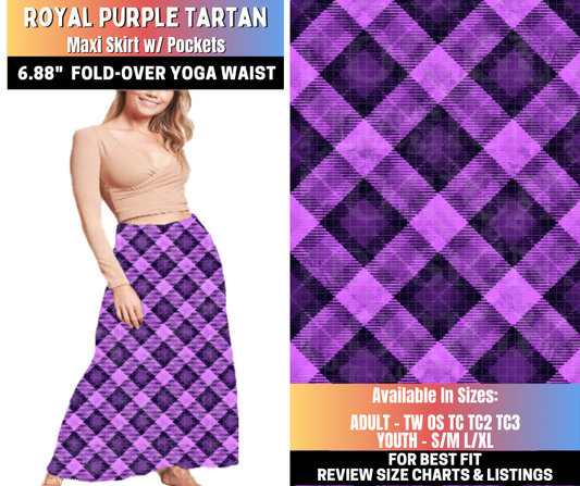 Preorder! Closes 10/15. ETA Jan. Royal Purple Tartan Maxi Skirt