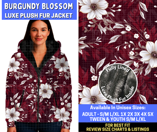 Preorder! Closes 10/20. ETA Jan. Burgundy Blossom Luxe Fur Jacket