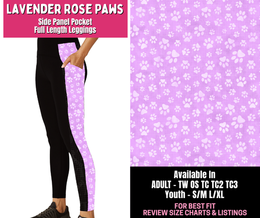 Preorder! Closes 1/1. ETA March. Lavender Rose Paws Side Panel Pocket Full Length Leggings
