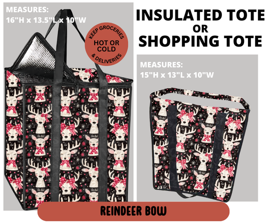 Preorder! Closes 9/11. ETA Dec. Reindeer Bow Shopping & Insulated Tote