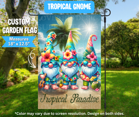 Preorder! Closes 3/9. ETA June. Tropical Gnome Garden Flag