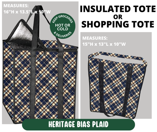 Preorder! Closes 10/7. ETA Jan. Heritage Bias Plaid Shopping & Insulated Tote