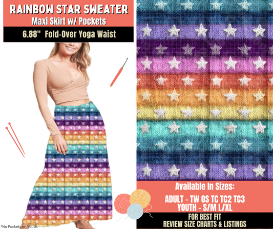 Preorder! Closes 10/1. ETA Dec. Rainbow Star Sweater Maxi Skirt