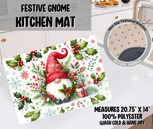 Preorder! Closes 9/10. ETA Dec. Festive Gnome Kitchen Mat