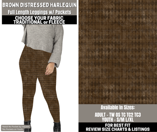 Preorder! Closes 12/1. ETA Feb. Brown Distressed Harlequin Leggings Choose Fleece or Traditional