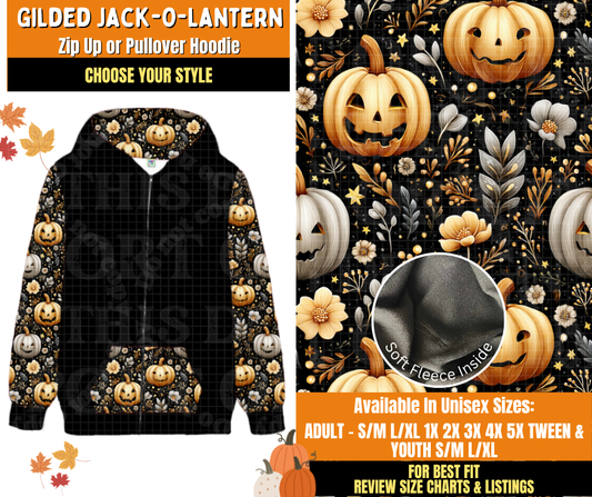Preorder! Closes 7/16. ETA Oct. Gilded Jack-O-Lantern Zip-Up or Pullover Hoodie