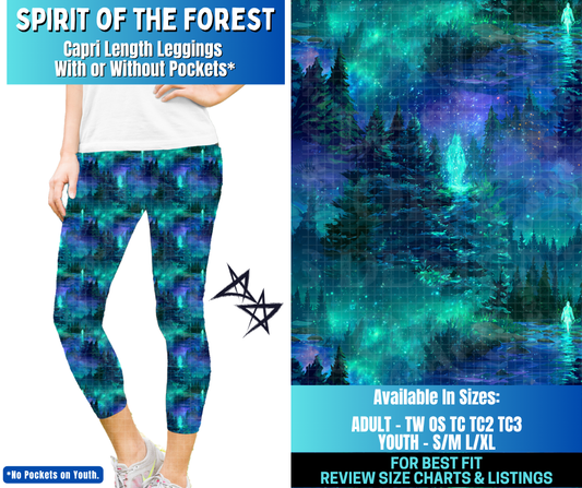 Preorder! Closes 12/17. ETA March. Spirit Of The Forest Capri Length Leggings w/wo Pockets