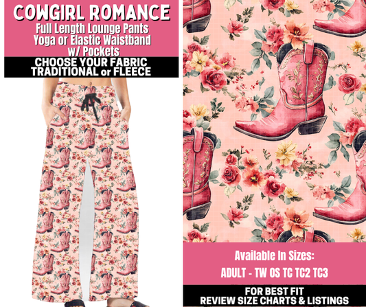 Preorder! Closes 11/19. ETA Jan. Cowgirl Romance Lounge Pants Choose Fleece or Traditional