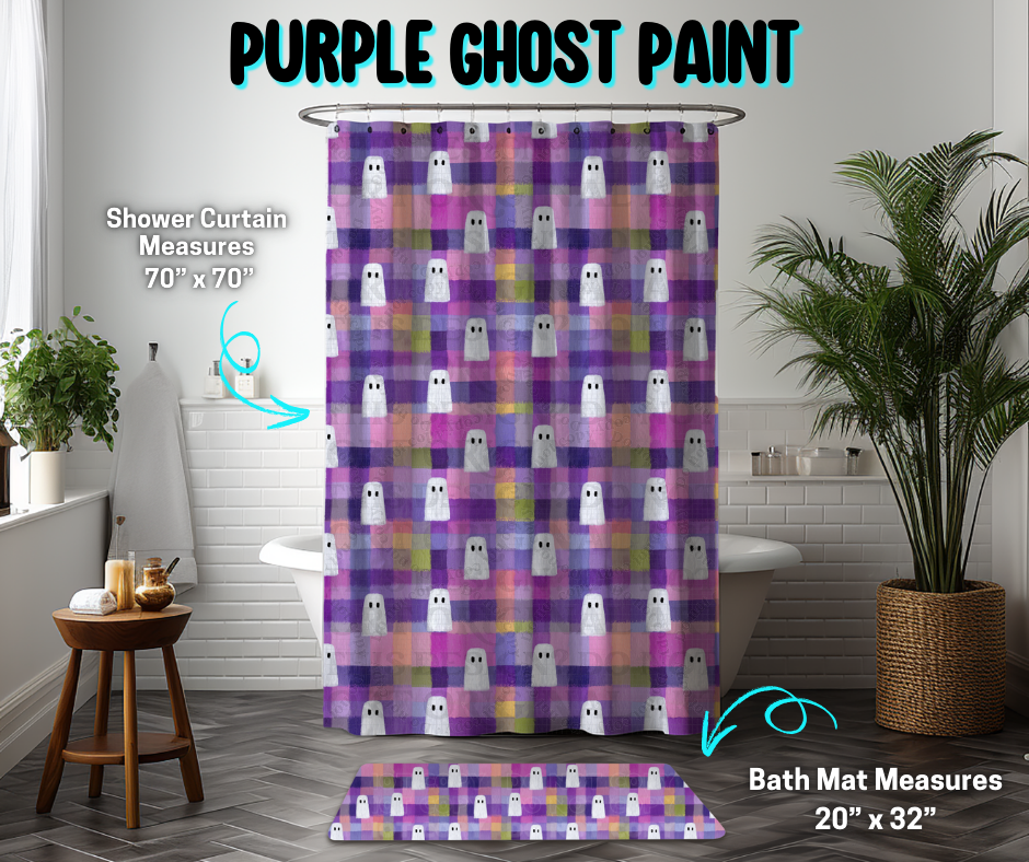 Preorder! Closes 3/26. ETA June. Purple Ghost Paint Custom Shower Curtain and/or Bath Mat