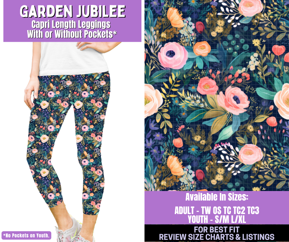 Preorder! Closes 1/5. ETA March. Garden Jubilee Capri Length Leggings w/wo Pockets