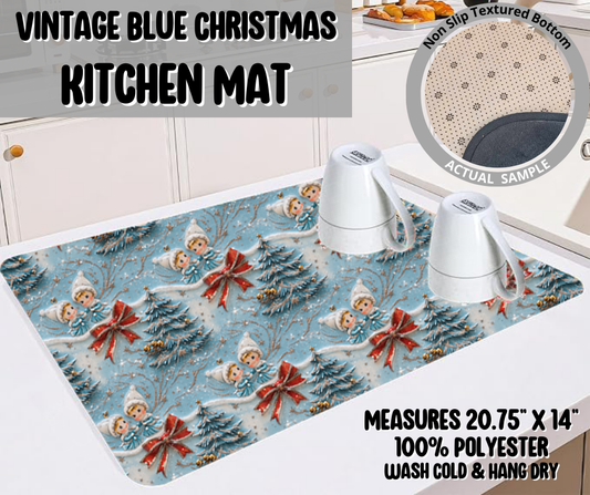 Preorder! Closes 9/10. ETA Dec. Vintage Blue Christmas Kitchen Mat