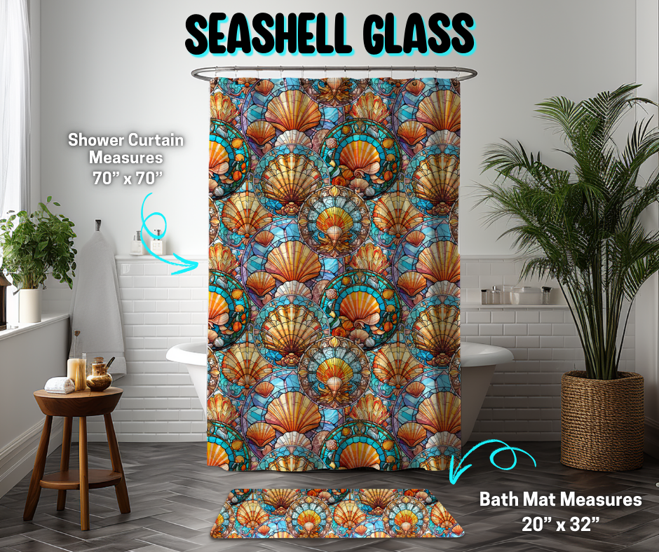 Preorder! Closes 3/26. ETA June. Seashell Glass Custom Shower Curtain and/or Bath Mat