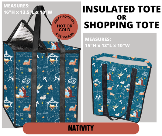 Preorder! Closes 9/11. ETA Dec. Nativity Shopping & Insulated Tote
