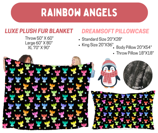 Preorder! Closes 8/17. ETA Nov. Rainbow Angels Luxe Plush Fur Blanket and/or DreamSoft Pillowcase