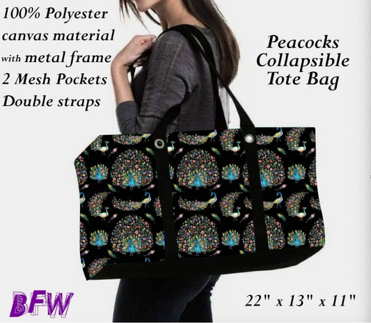 Peacock large utility tote and 2 inside mesh pockets p