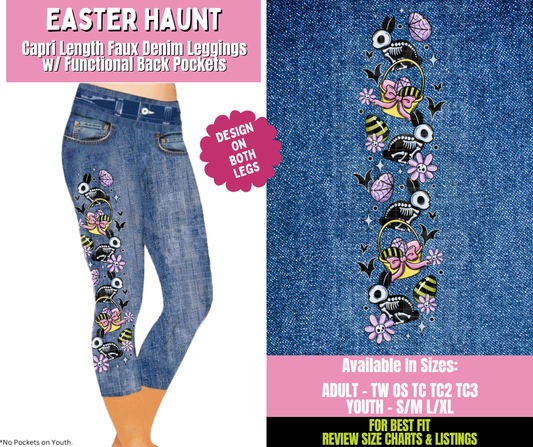 Preorder! Closes 1/21. ETA April. Easter Haunt Capri Leggings w/ Side Leg Designs