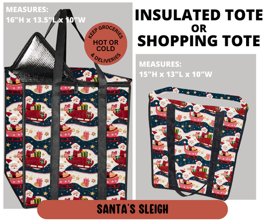 Preorder! Closes 9/11. ETA Dec. Santa's Sleigh Shopping & Insulated Tote