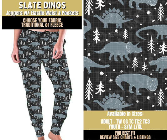 Preorder! Closes 9/9. ETA Dec. Slate Dinos Joggers Choose Fleece or Traditional