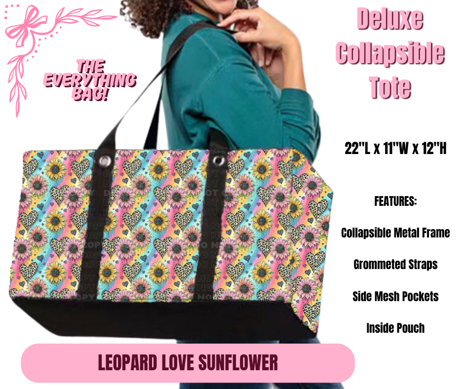 Preorder! Closes 11/27. ETA Feb. Leopard Love Sunflower Collapsible Tote