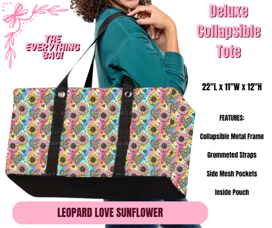 Preorder! Closes 11/27. ETA Feb. Leopard Love Sunflower Collapsible Tote