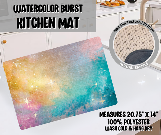 Preorder! Closes 11/26. ETA Feb. Watercolor Burst Kitchen Mat
