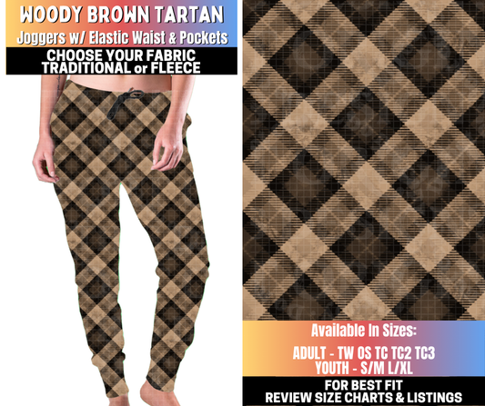 Preorder! Closes 10/15. ETA Jan. Woody Brown Tartan Joggers Choose Fleece or Traditional