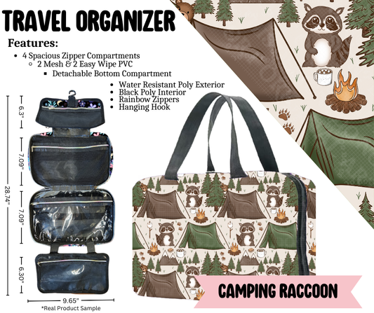 Preorder! Closes 3/30. ETA June. Camping Raccoon Travel Organizer